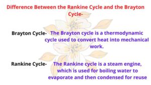 Difference Between the Rankine Cycle and the Brayton Cycle