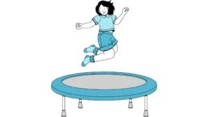 Jumping off a trampoline